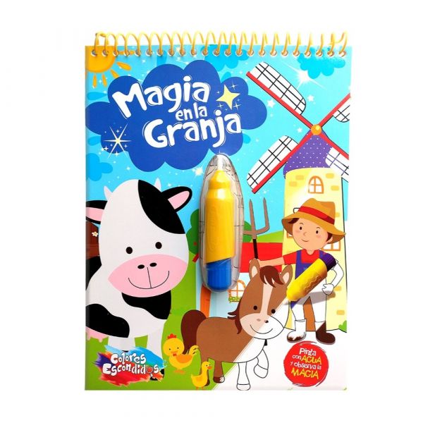 LIBRO PARA PINTAR CON AGUA COLORES ESCONDIDOS MAGIA EN LA GRANJA