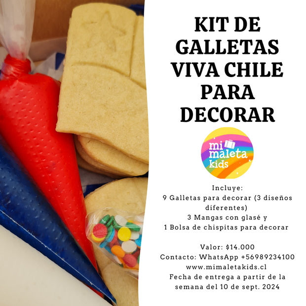 KIT DE GALLETAS "VIVA CHILE" PARA DECORAR